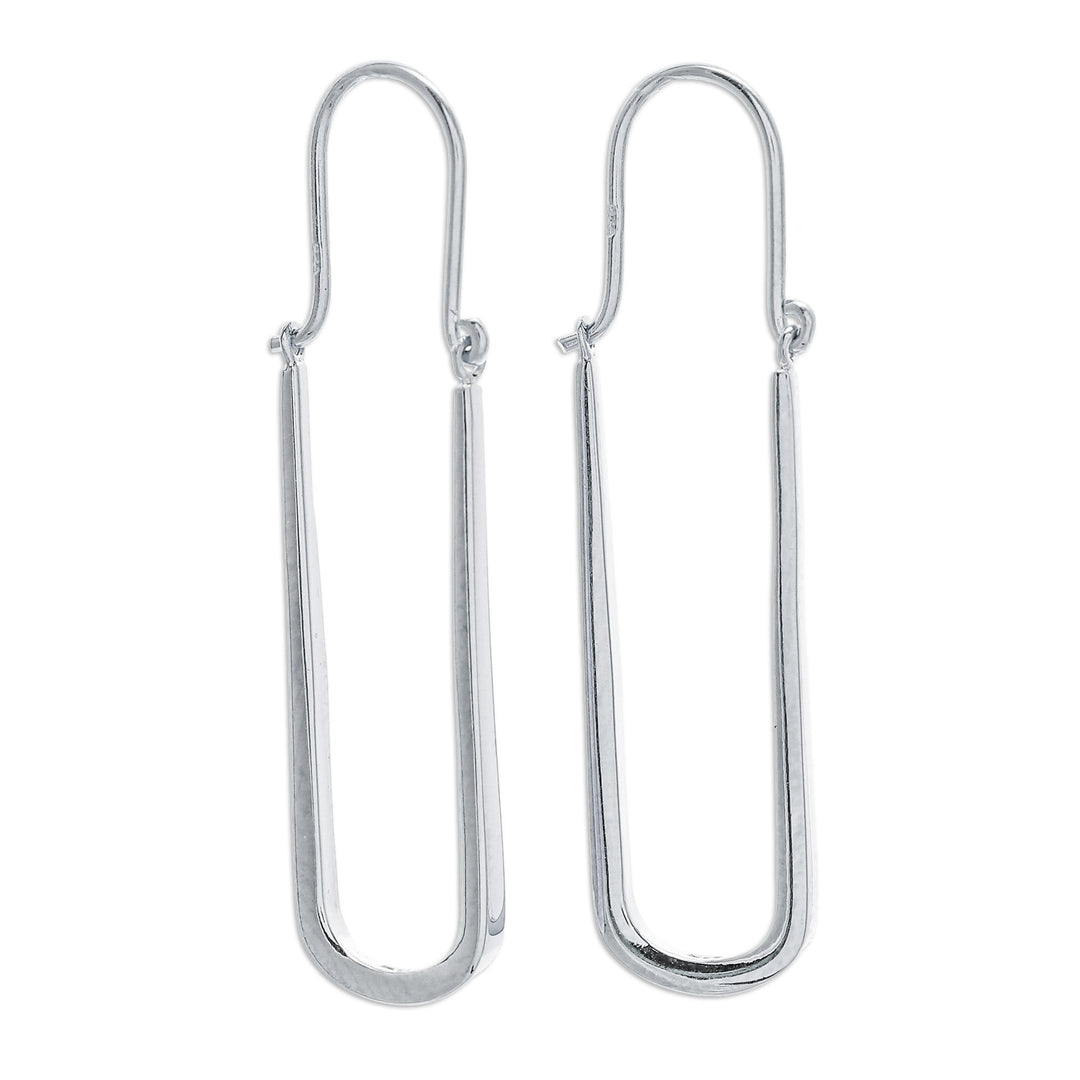 Thai-Made Minimalist Sterling Silver Oblong Hoop Earrings - Grand Class
