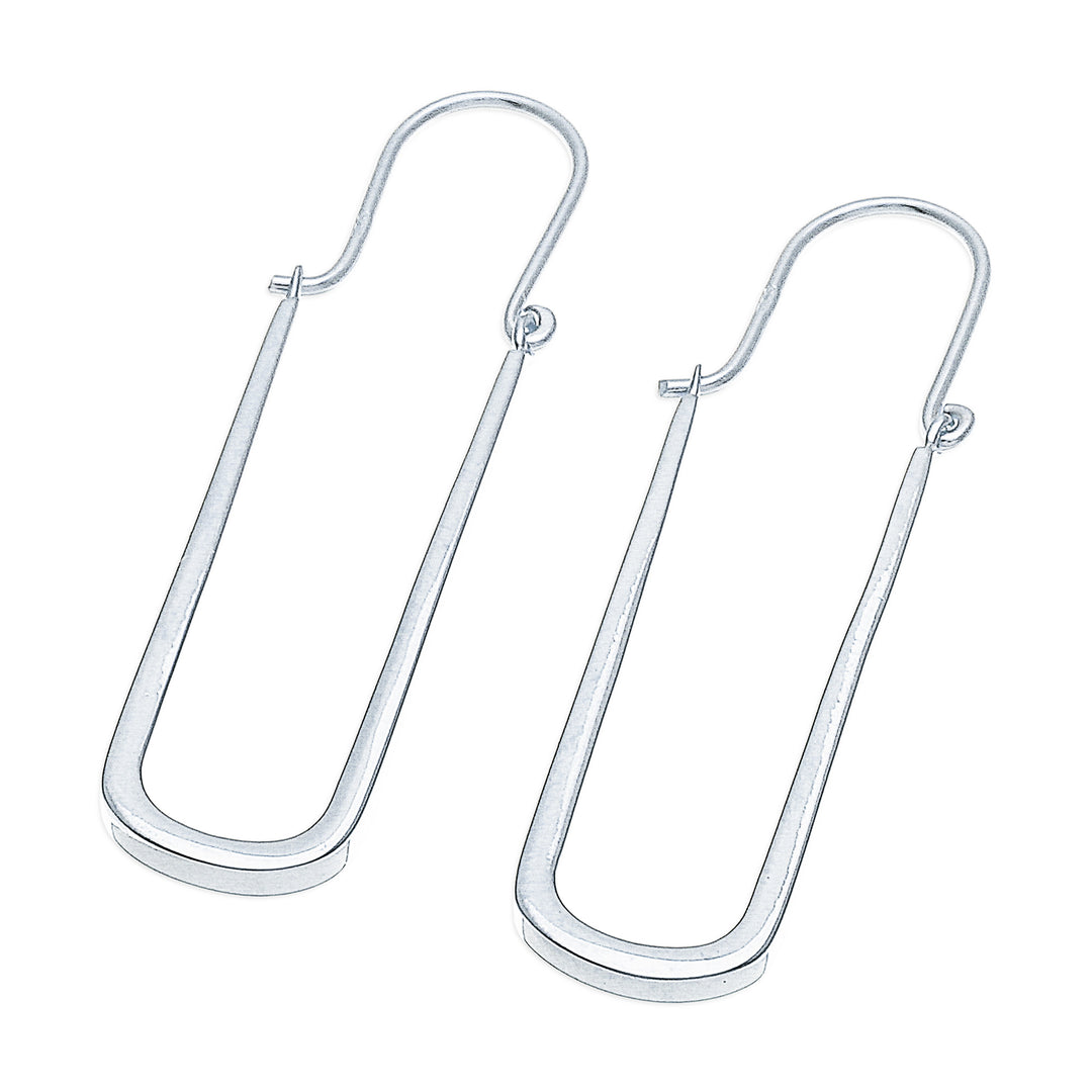 Thai-Made Minimalist Sterling Silver Oblong Hoop Earrings - Grand Class