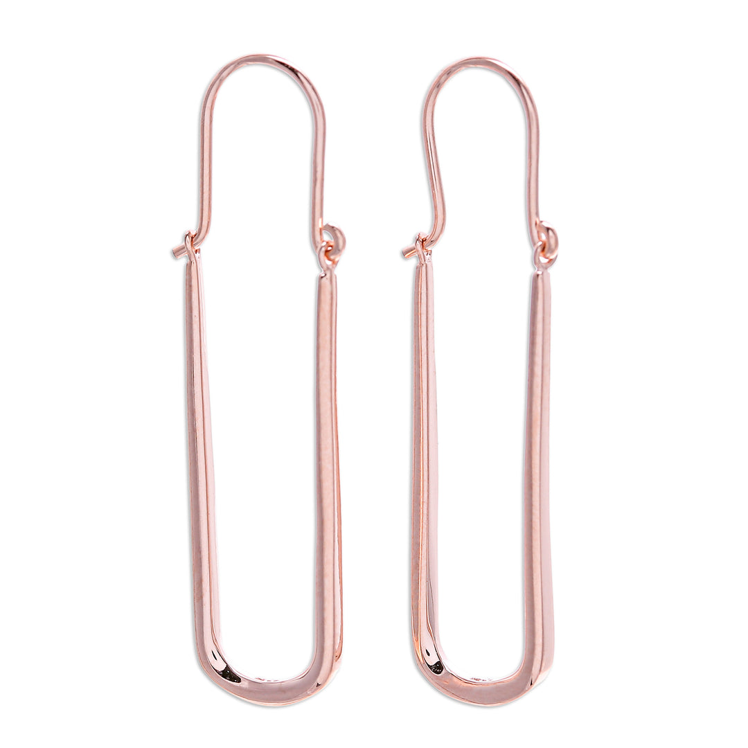Polished Modern 18k Rose Gold-Plated Oblong Hoop Earrings - Grand Grace