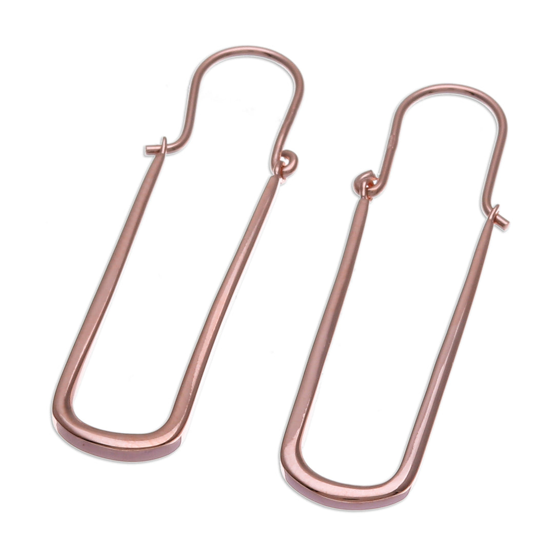 Polished Modern 18k Rose Gold-Plated Oblong Hoop Earrings - Grand Grace