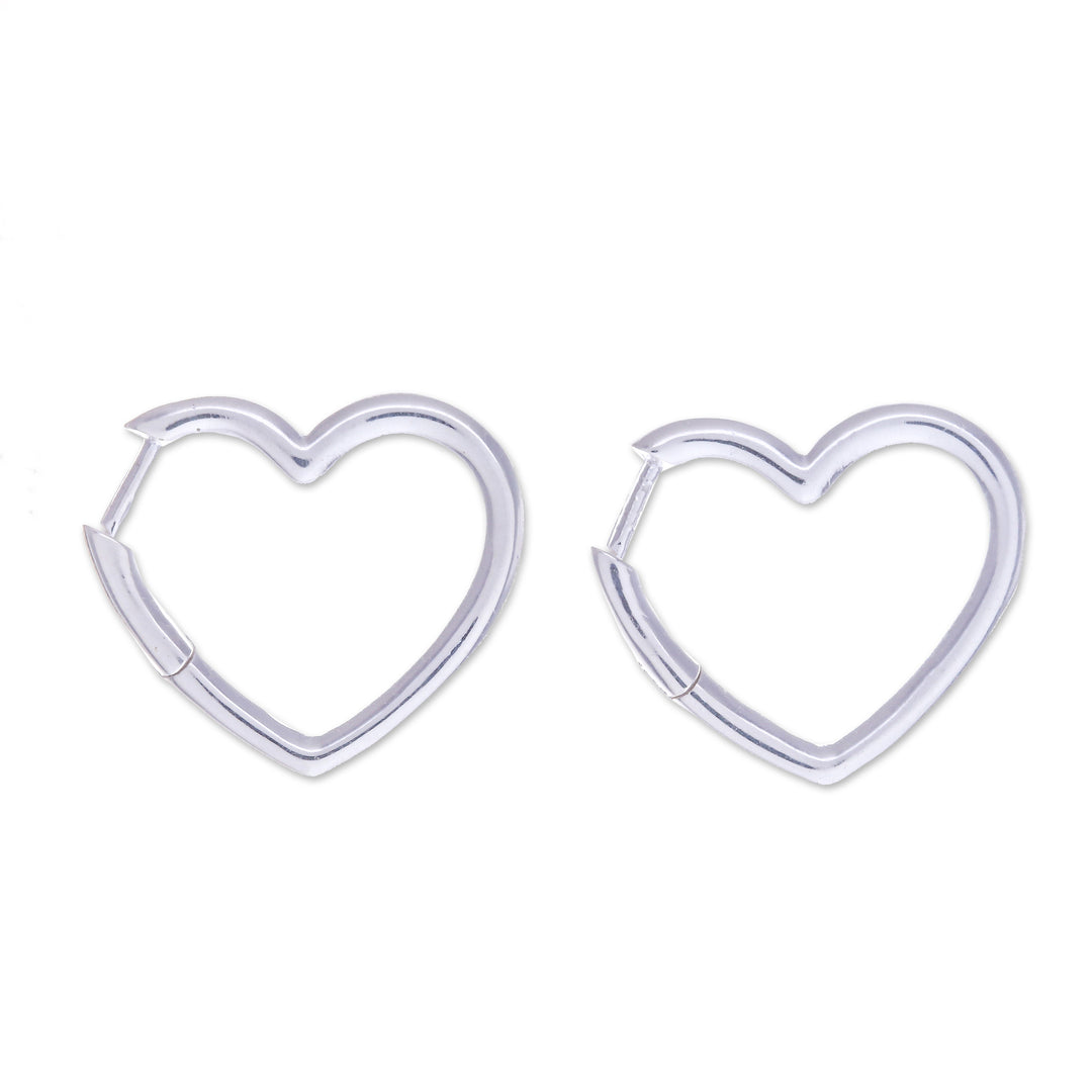 Romantic Heart-Shaped Hoop Earrings in a High Polish Finish - Luminous Beats