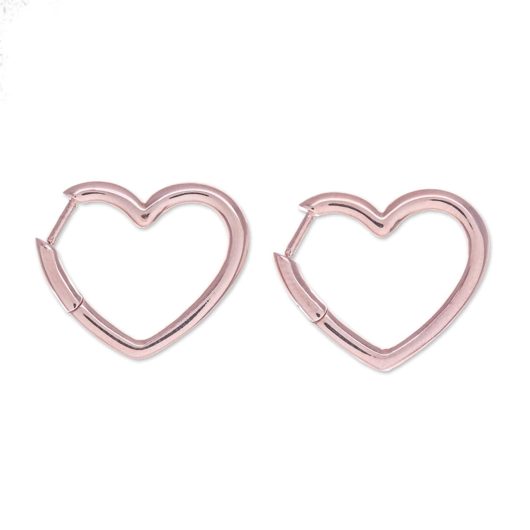 Artisan-Made Heart-Shaped 18k Rose Gold-Plated Hoop Earrings - Dulcet Beats