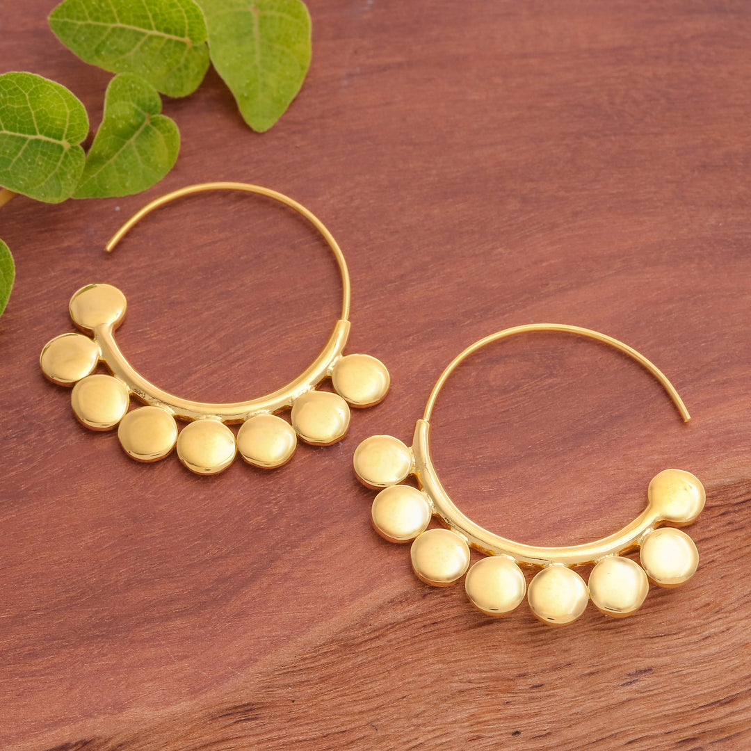 Thai-Made High-Polished 18k Gold-Plated Half-Hoop Earrings - Palatial Dots