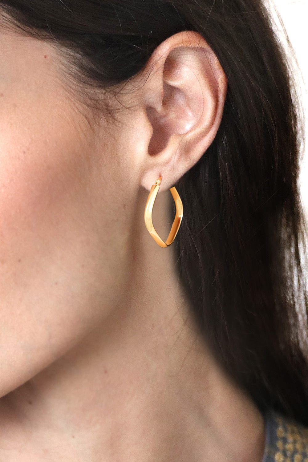 Geometric 18k Gold-Plated Hoop Earrings Crafted in Thailand - Sides of Arcadia