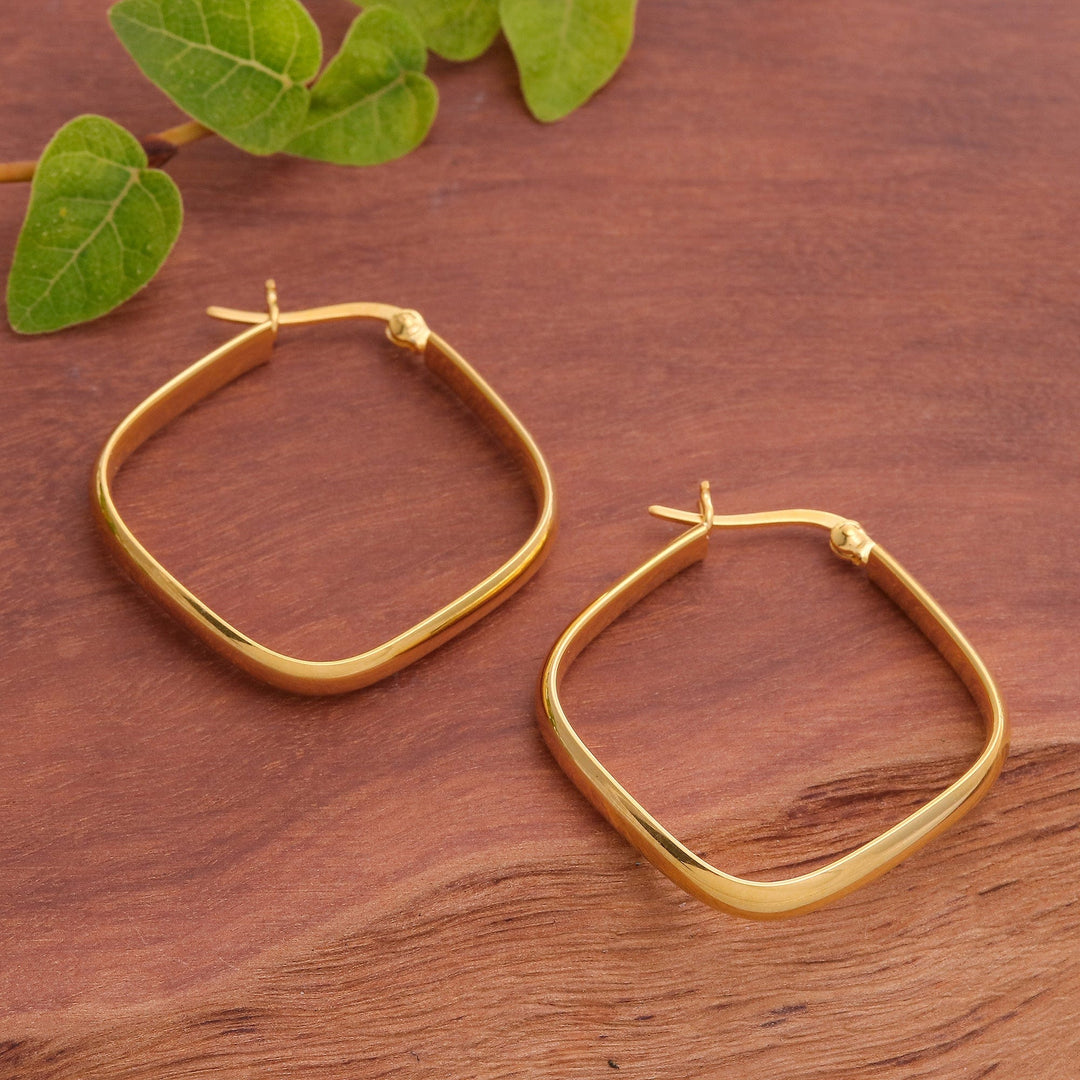 Geometric 18k Gold-Plated Hoop Earrings Crafted in Thailand - Sides of Arcadia