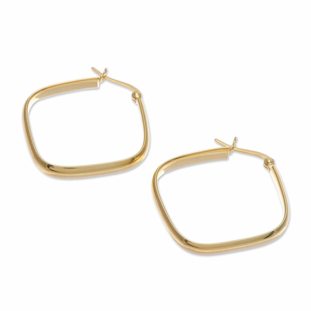 Geometric 18k Gold-Plated Hoop Earrings Crafted in Thailand - Sides of Arcadia