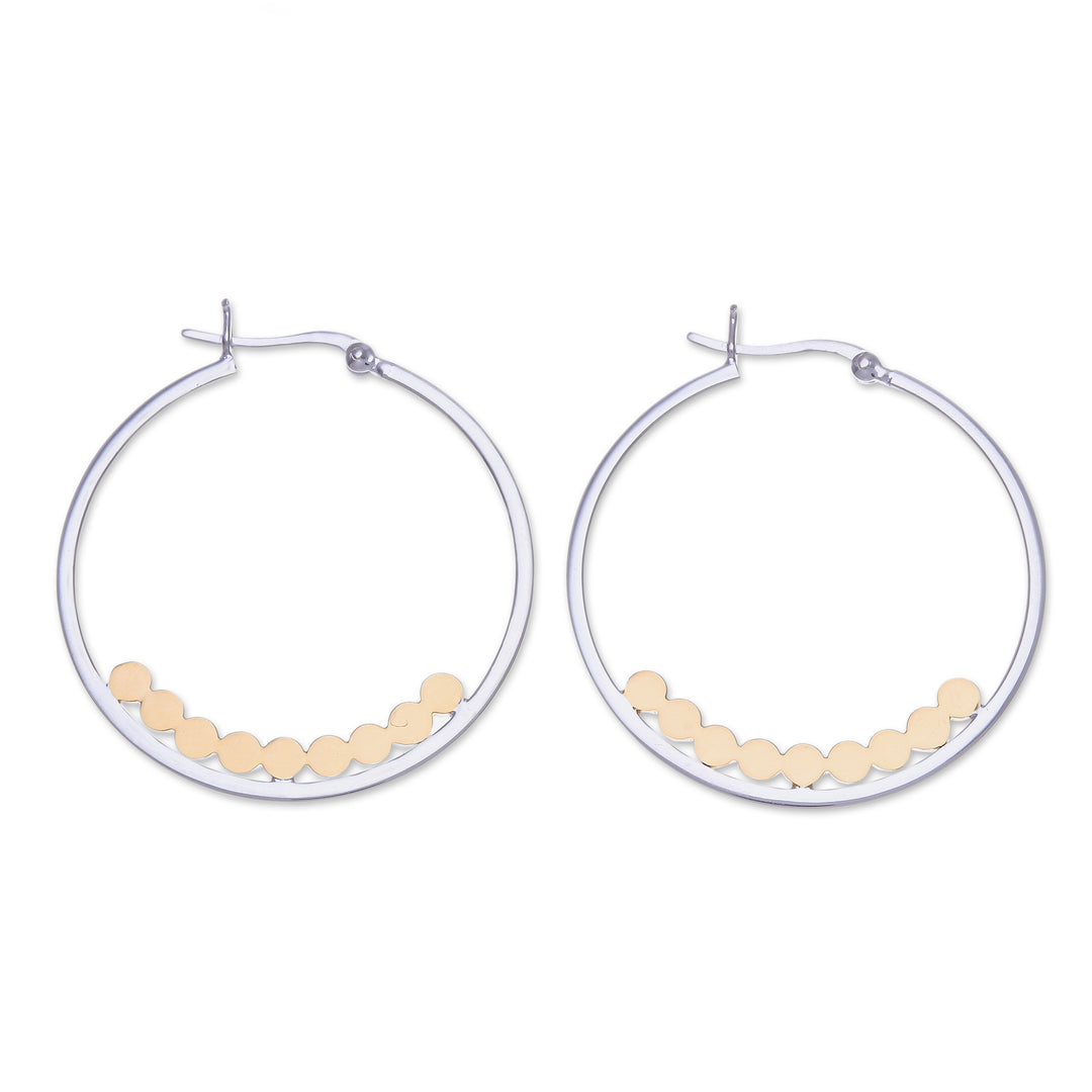 Thai-Made 18k Gold-Accented Sterling Silver Hoop Earrings - Gleaming Thoughts