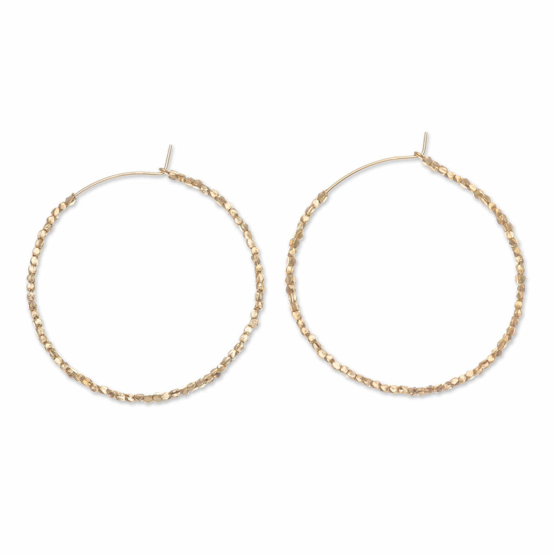 Geometric 18k Gold-Plated Beaded Hoop Earrings from Thailand - Jubilant Nimbus