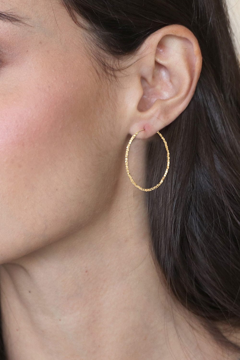 Geometric 18k Gold-Plated Beaded Hoop Earrings from Thailand - Jubilant Nimbus