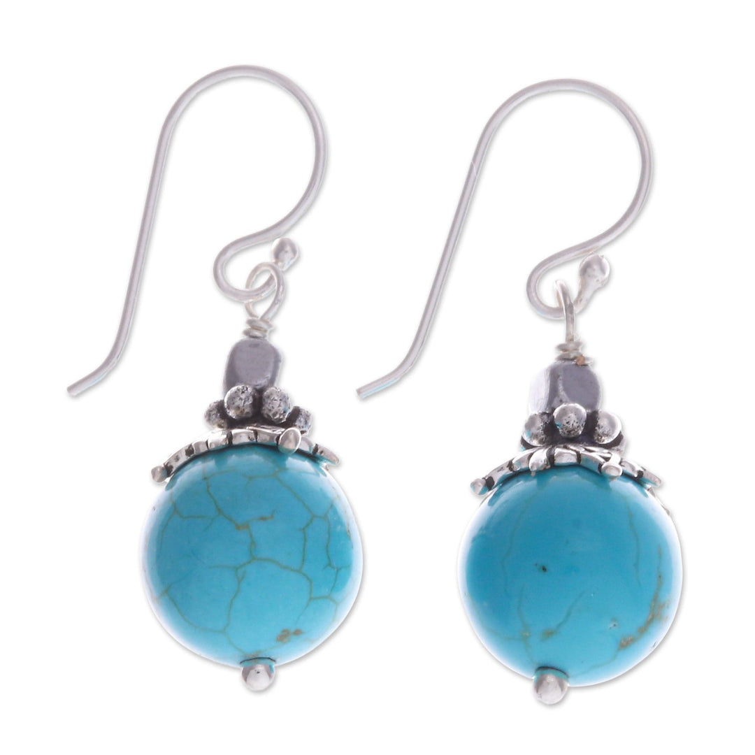 Classic Thai Recon Turquoise and Hematite Dangle Earrings - Coastal Glory