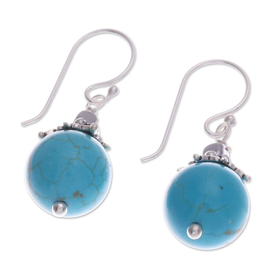 Classic Thai Recon Turquoise and Hematite Dangle Earrings - Coastal Glory