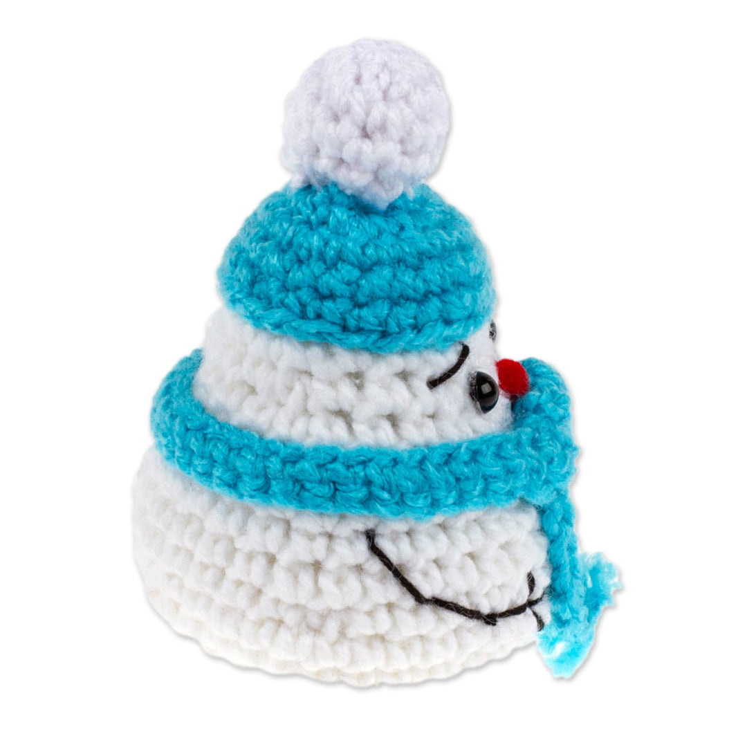 Crocheted Christmas Decorative Accent with Snowman Motif - Cute Snowman
