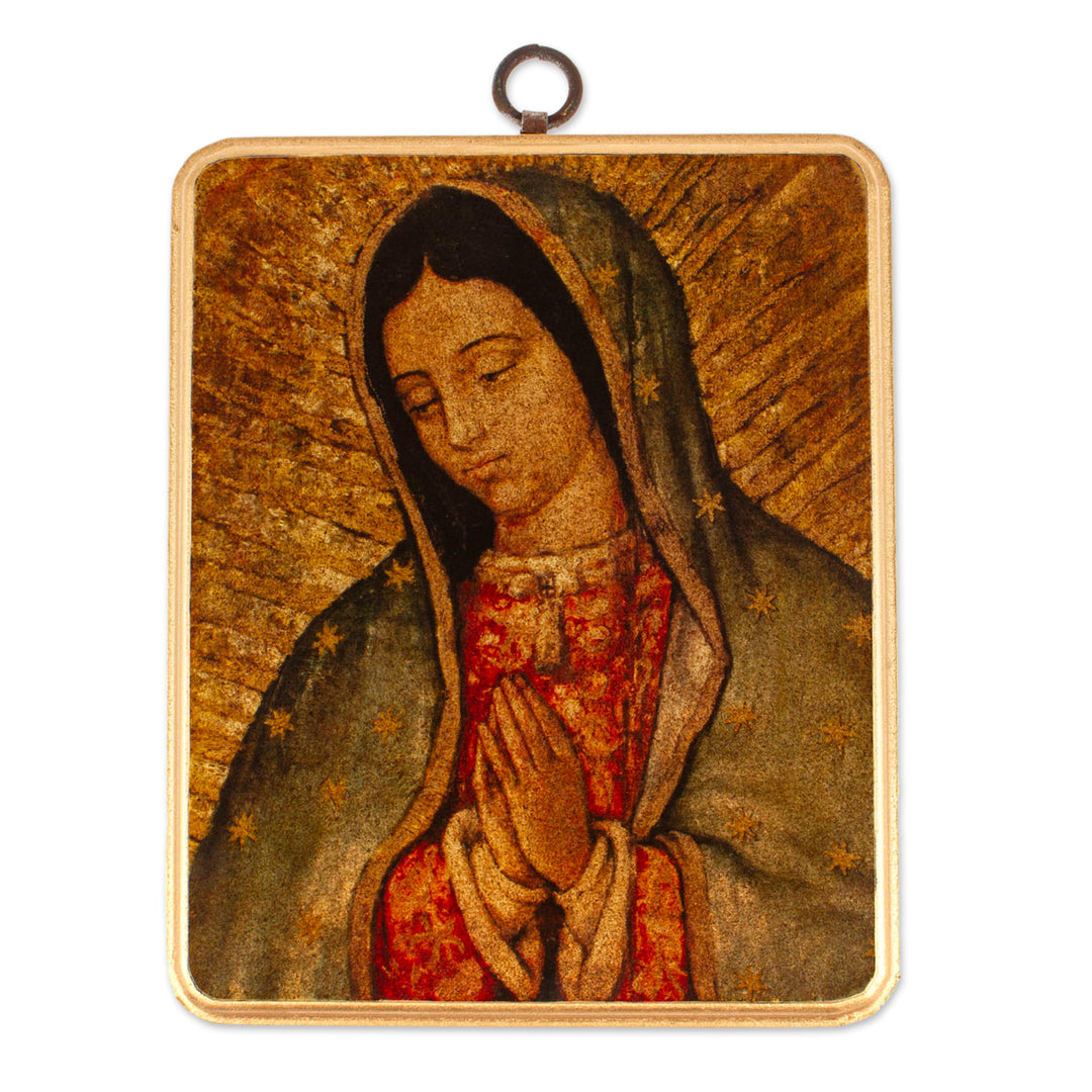 Handmade Traditional Our Lady of Guadalupe Decoupage Plaque - Miraculous Guadalupe
