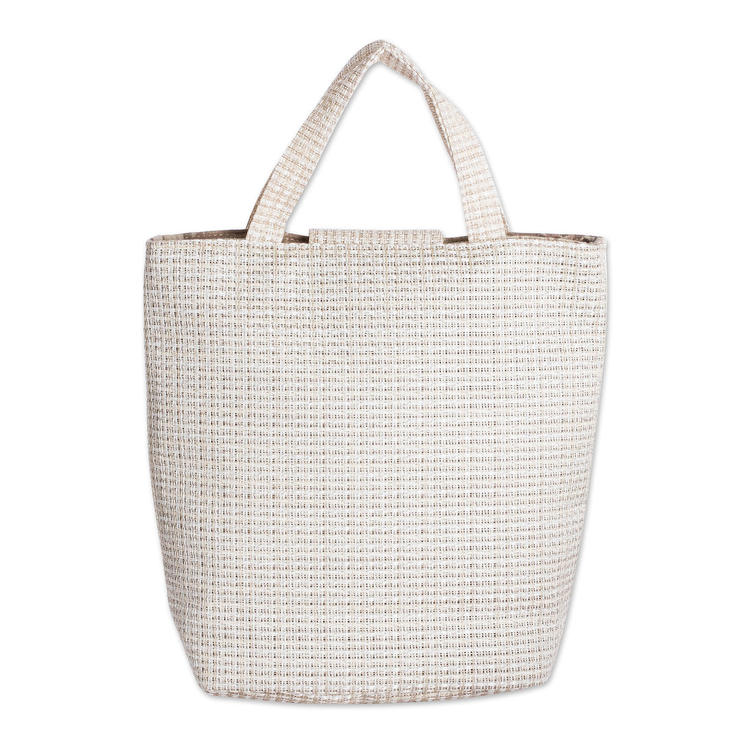 Spring-Themed Floral Ecru Beige Tote Bag from Costa Rica - Blooming Ecru