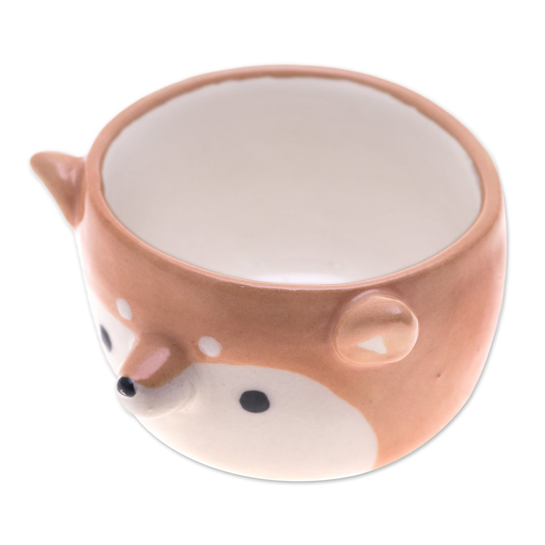 Thai-Made Siberian Dog Mini Flower Pot and Saucer (Small) - Siberian Spring