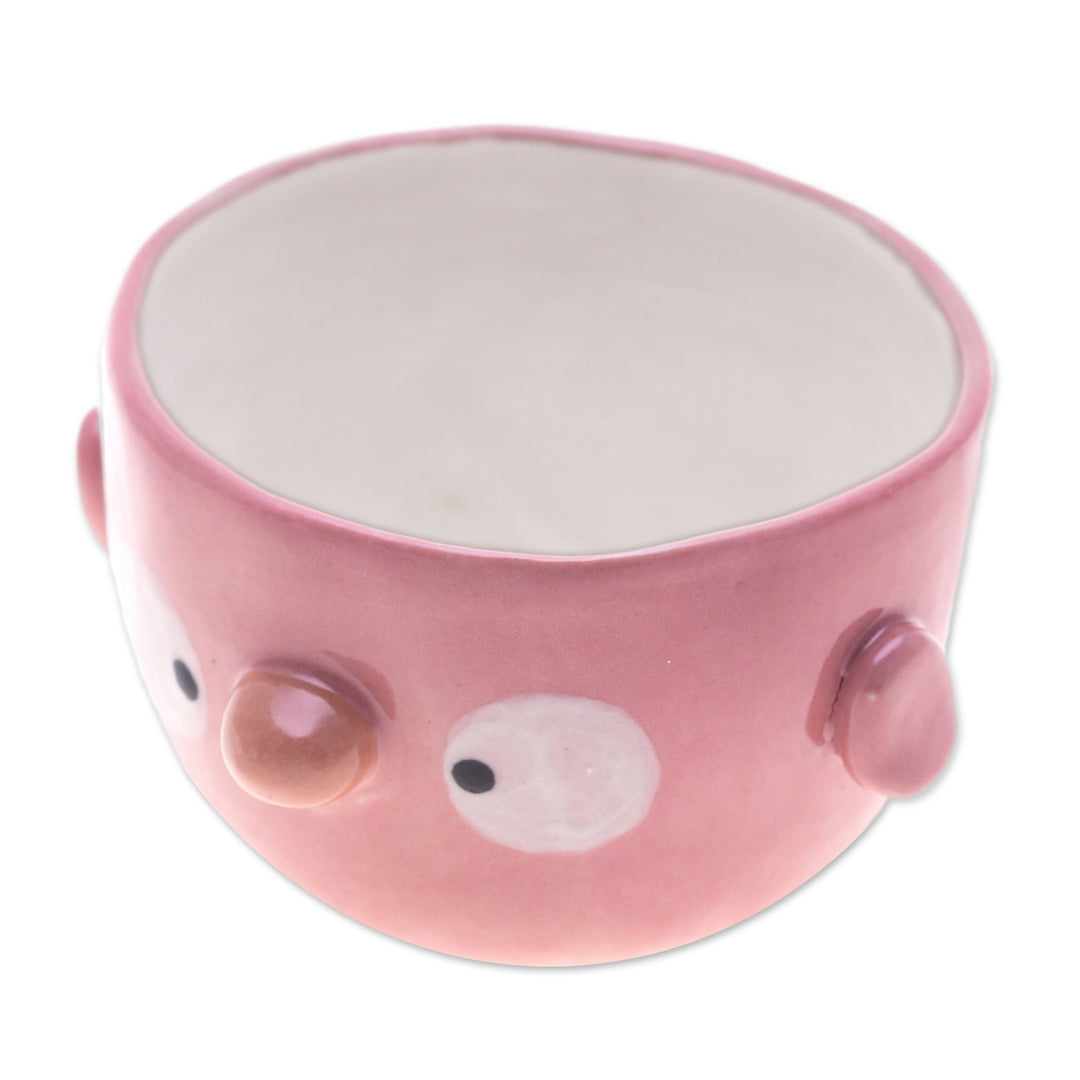 Pink Bird-Shaped Ceramic Mini Flower Pot and Saucer (Small) - Pink Bird Spring