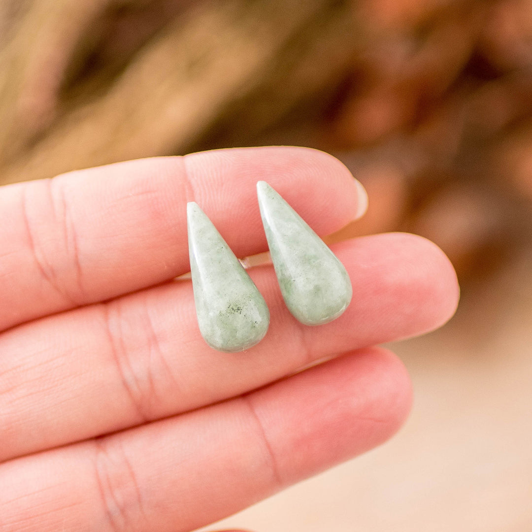 Minimalist Bright Green Jade Button Earrings from Guatemala - Vital Dew