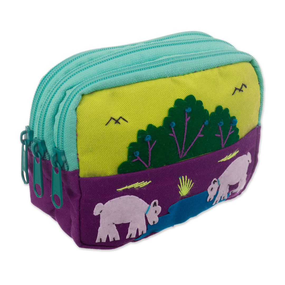 Cotton Blend Three-Compartment Cosmetic Toiletry Bag - Lovely Llamas