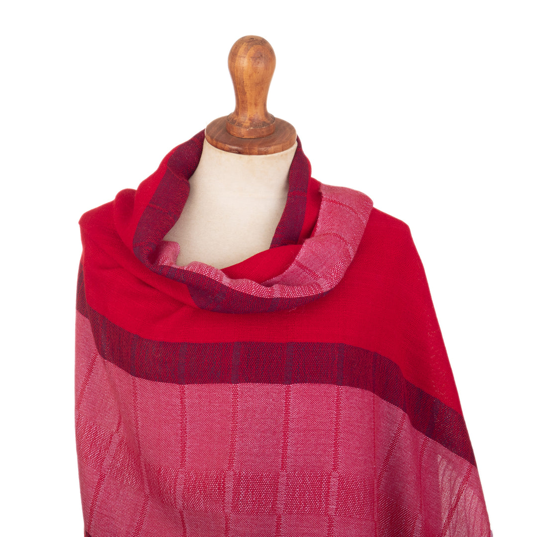 Soft 100% Baby Alpaca Shawl Handwoven in Pink and Fuchsia - Life in Rose