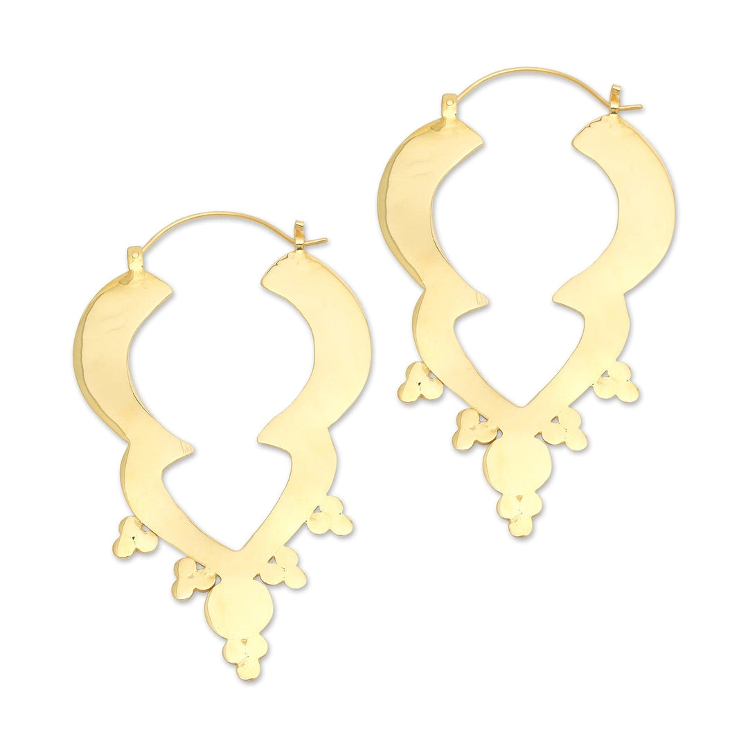 Balinese Handmade Polished 18k Gold-Plated Hoop Earrings - Balinese Puissance