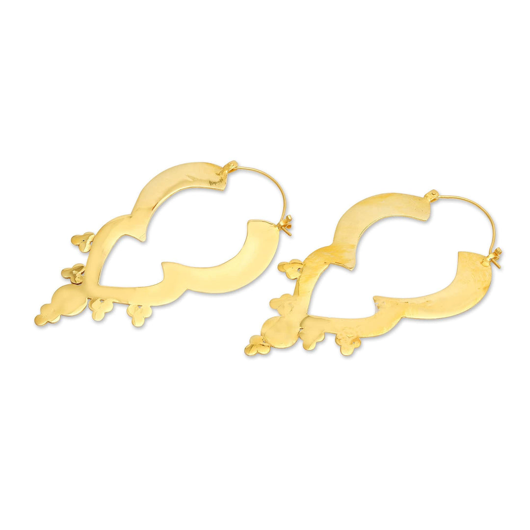 Balinese Handmade Polished 18k Gold-Plated Hoop Earrings - Balinese Puissance