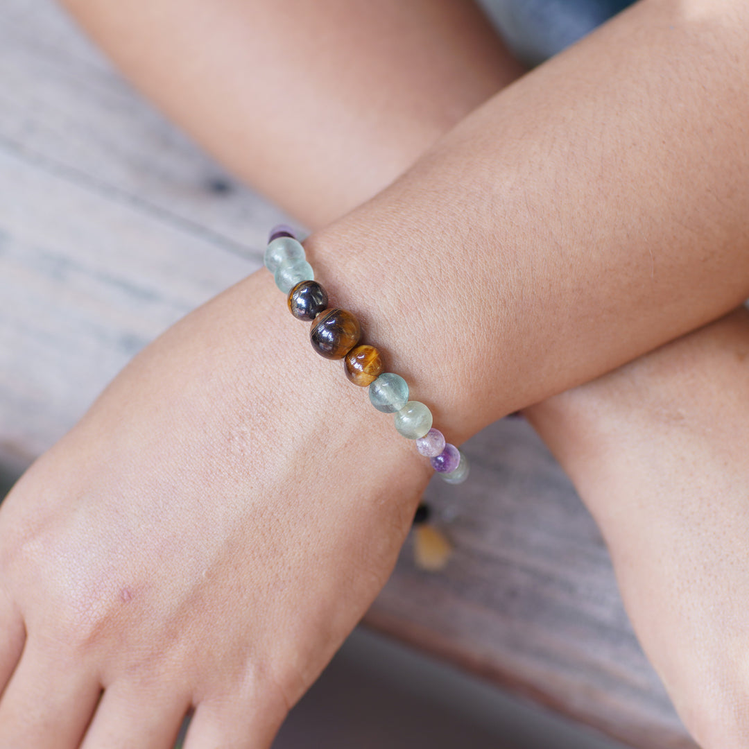 Bohemian-Inspired Multi-Gemstone Beaded Bracelet from Bali - Harmonious Fire