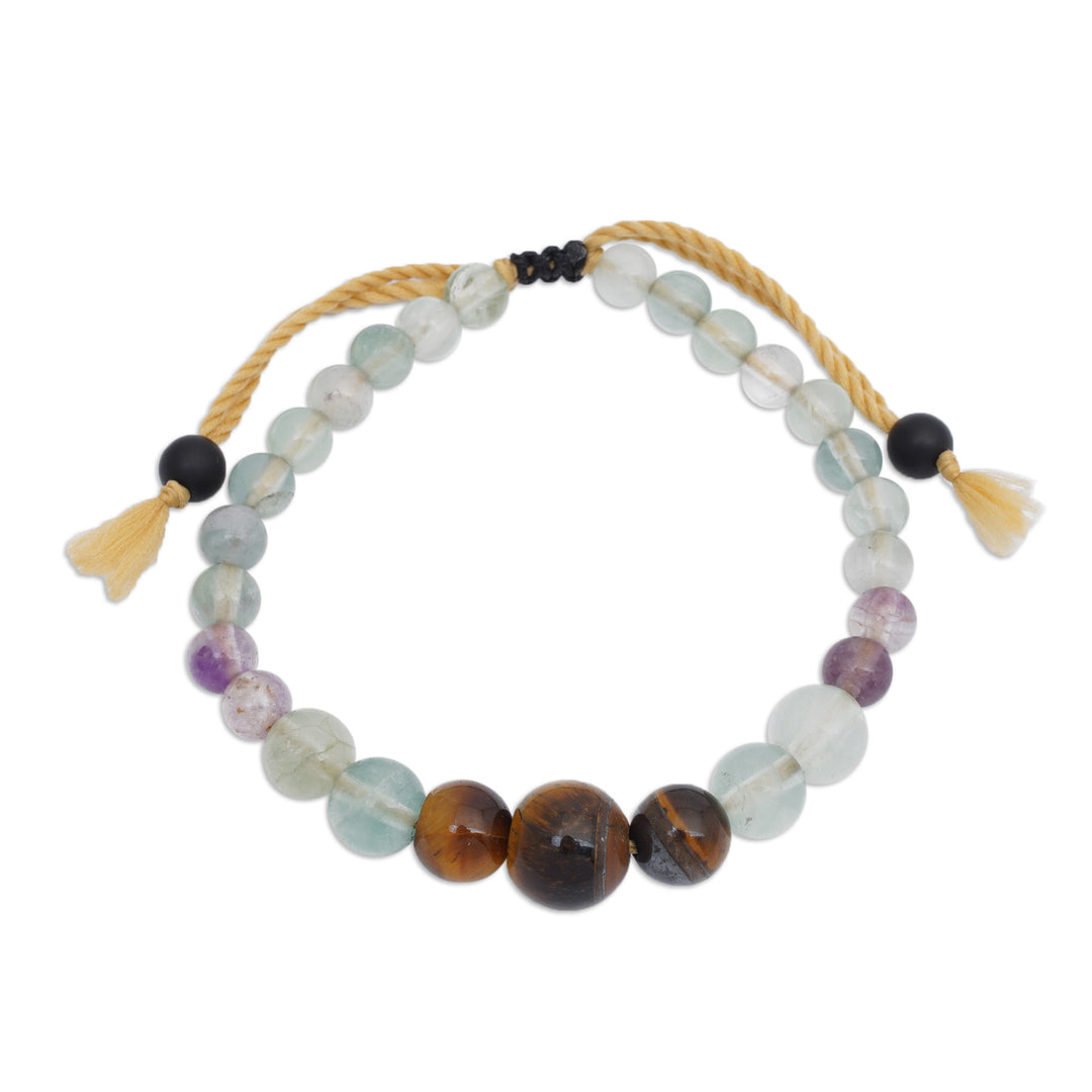 Bohemian-Inspired Multi-Gemstone Beaded Bracelet from Bali - Harmonious Fire