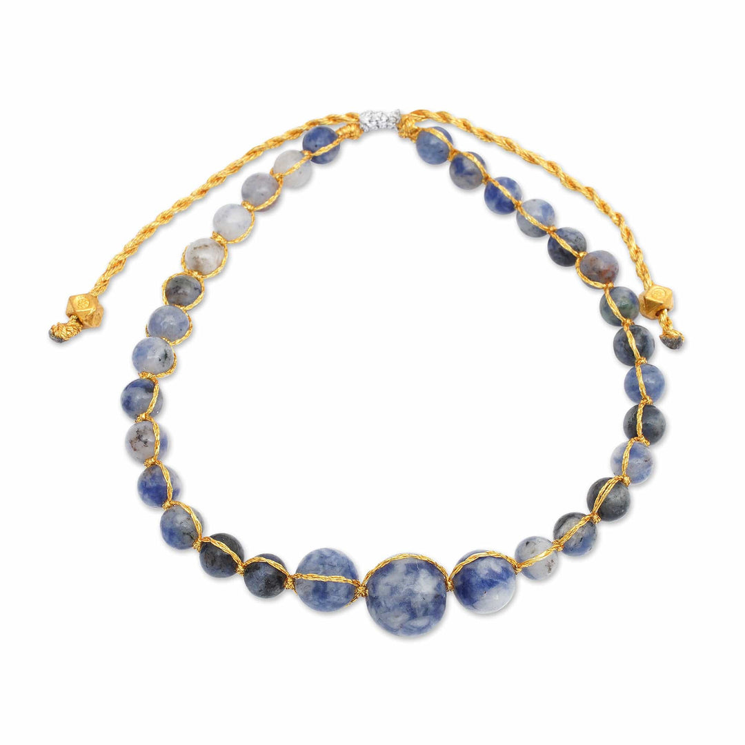 Blue Sodalite Beaded Bracelet with Golden Brass Accents - Inner Sage