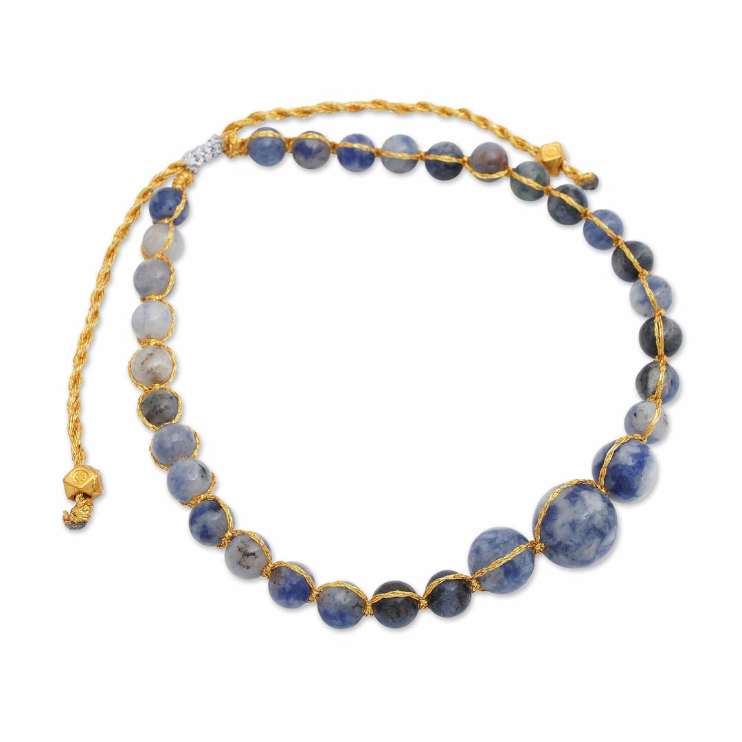 Blue Sodalite Beaded Bracelet with Golden Brass Accents - Inner Sage