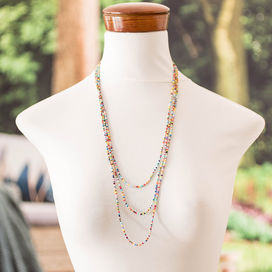 Versatile Rainbow Beaded Wrap Bracelet and Strand Necklace - Infinite Rainbow