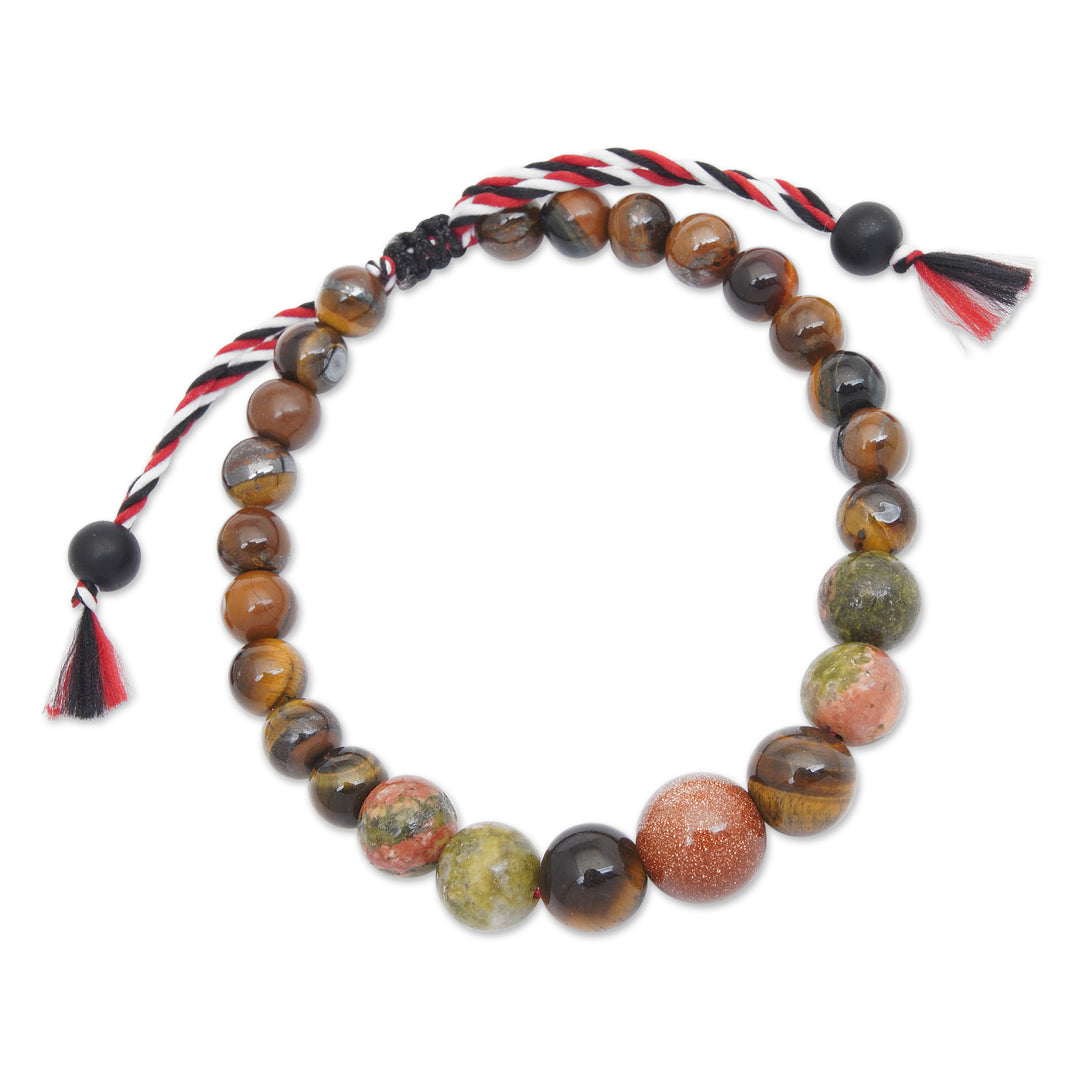 Balinese-Made Unisex Tiger's Eye and Unakite Beaded Bracelet - Times of Boldness