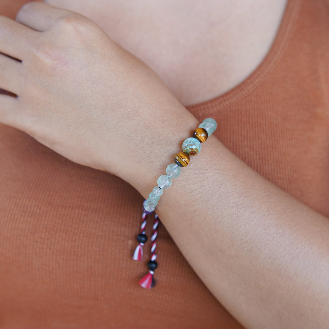 Inspirational Multi-Gemstone Beaded Bracelet Crafted in Bali - Times of Confidence