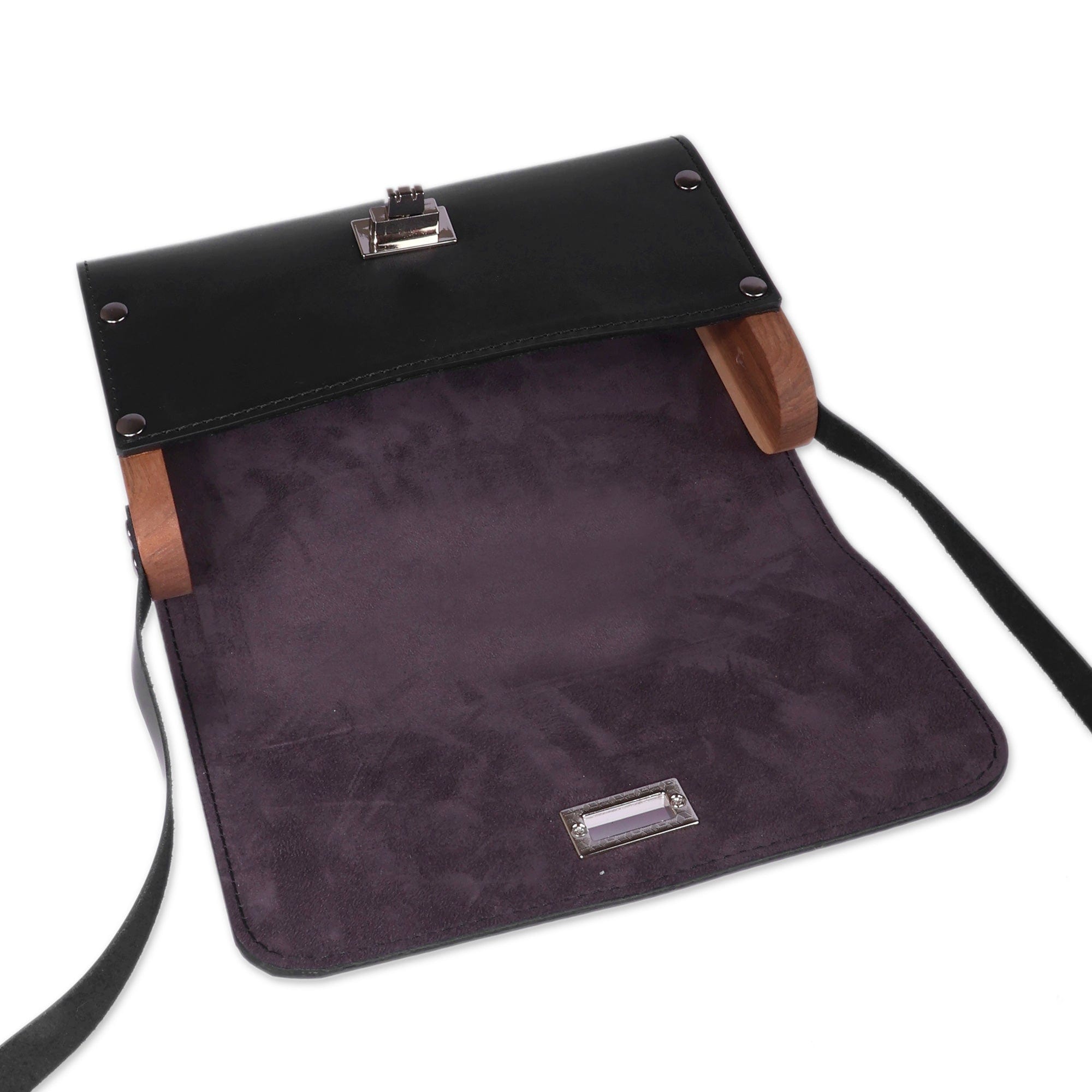 Floret black hand painted sling bag
