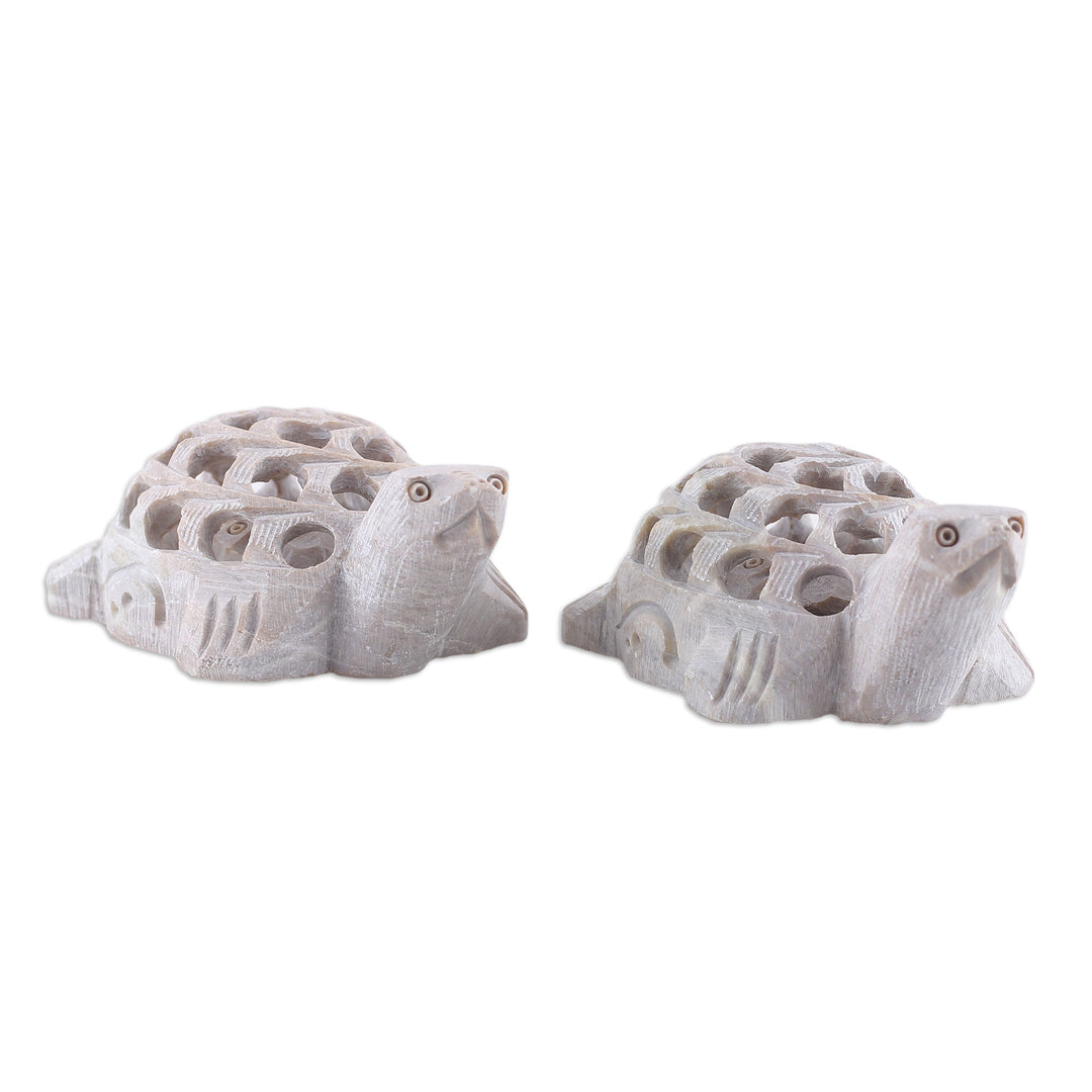 Fair Trade Jali Hand-Carved Turtle Soapstone Figurine - Turtle Tales