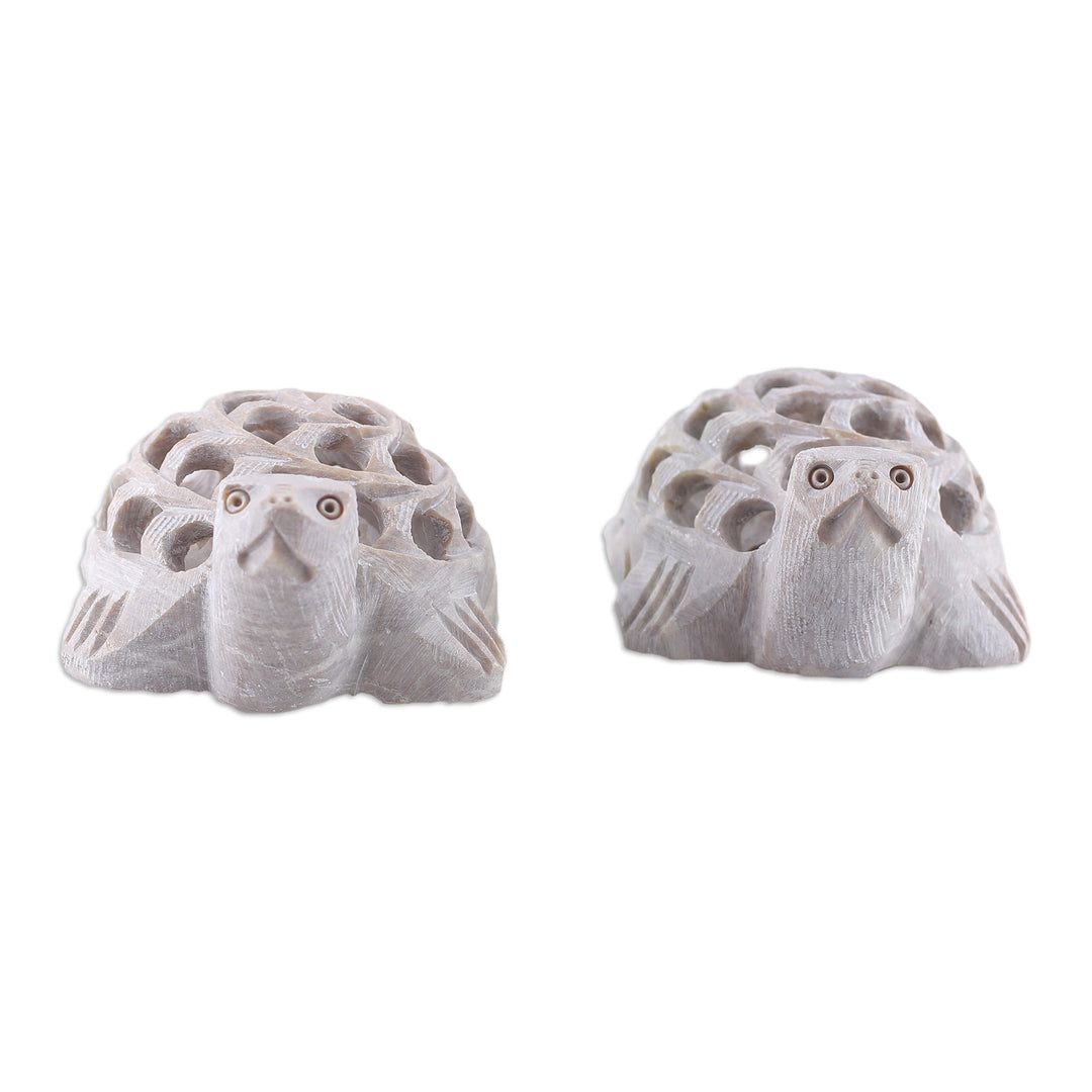 Fair Trade Jali Hand-Carved Turtle Soapstone Figurine - Turtle Tales