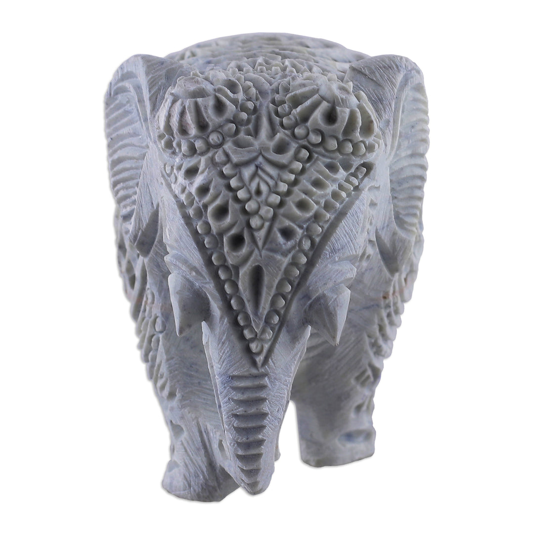 Traditional Jali-Themed Soapstone Royal Elephant Sculpture - Legacy of Elegance