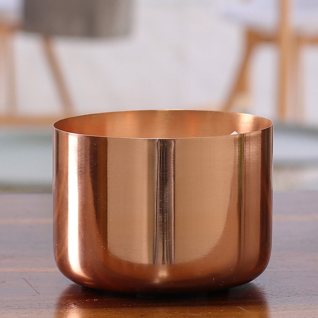 Handcrafted Polished Decorative Copper Flower Pot from India - Copper Charm