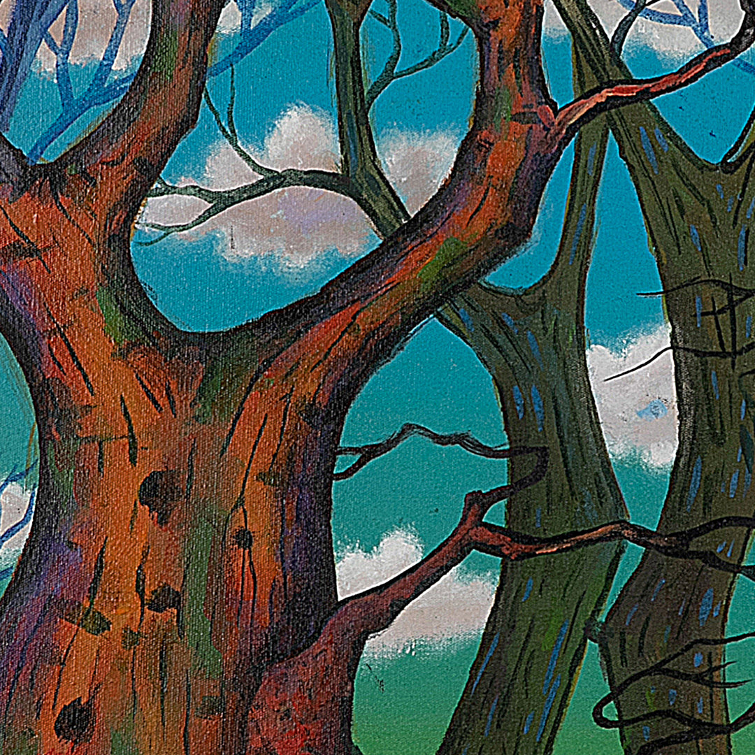 Signed Unstretched Forest-Themed Acrylic Painting from Java - Beauty of Randu Forest