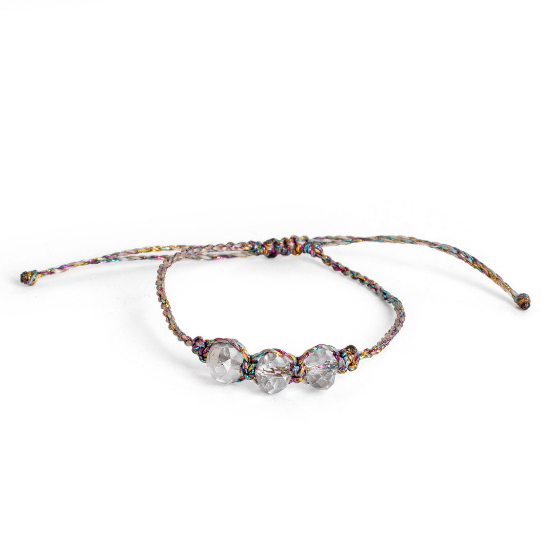 Colorful Adjustable Crystal Beaded Macrame Pendant Bracelet - Colorful Stellar Spark