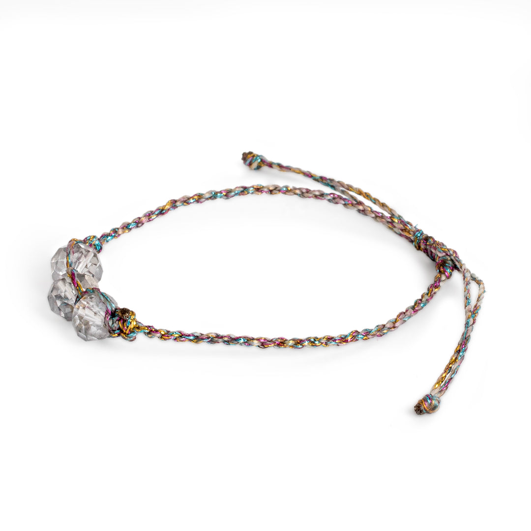 Colorful Adjustable Crystal Beaded Macrame Pendant Bracelet - Colorful Stellar Spark