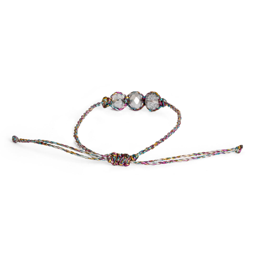 Colorful Adjustable Crystal Beaded Macrame Pendant Bracelet - Colorful Stellar Spark