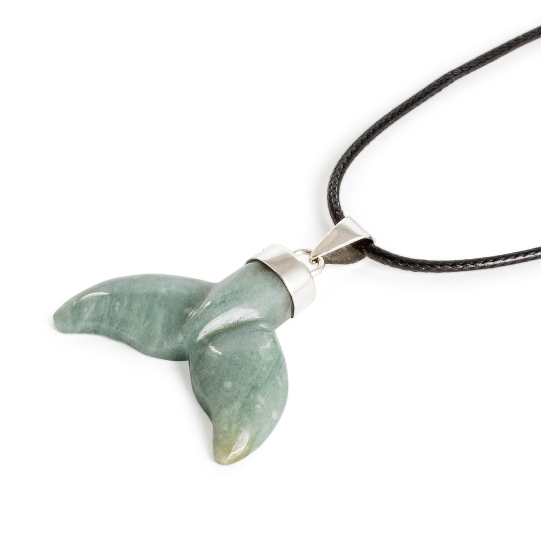 Handcrafted Whale-Themed Light Green Jade Pendant Necklace - Blissful Fins
