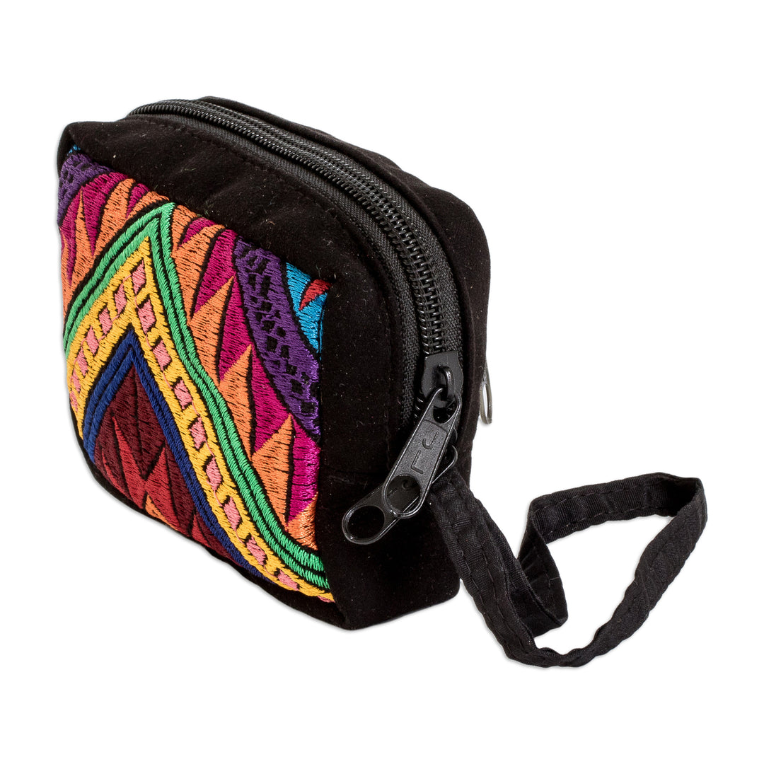 Hand-Woven Cotton Coin Purse Inspired by Guatemalan Textiles - Elegant Versatility