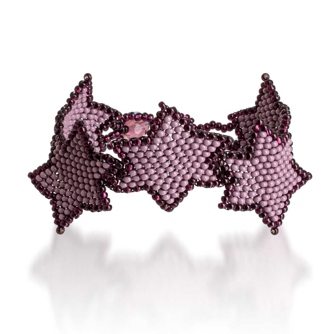 Handcrafted Lilac and Purple Beaded Bracelet with Star Motif - Lilac Starlight