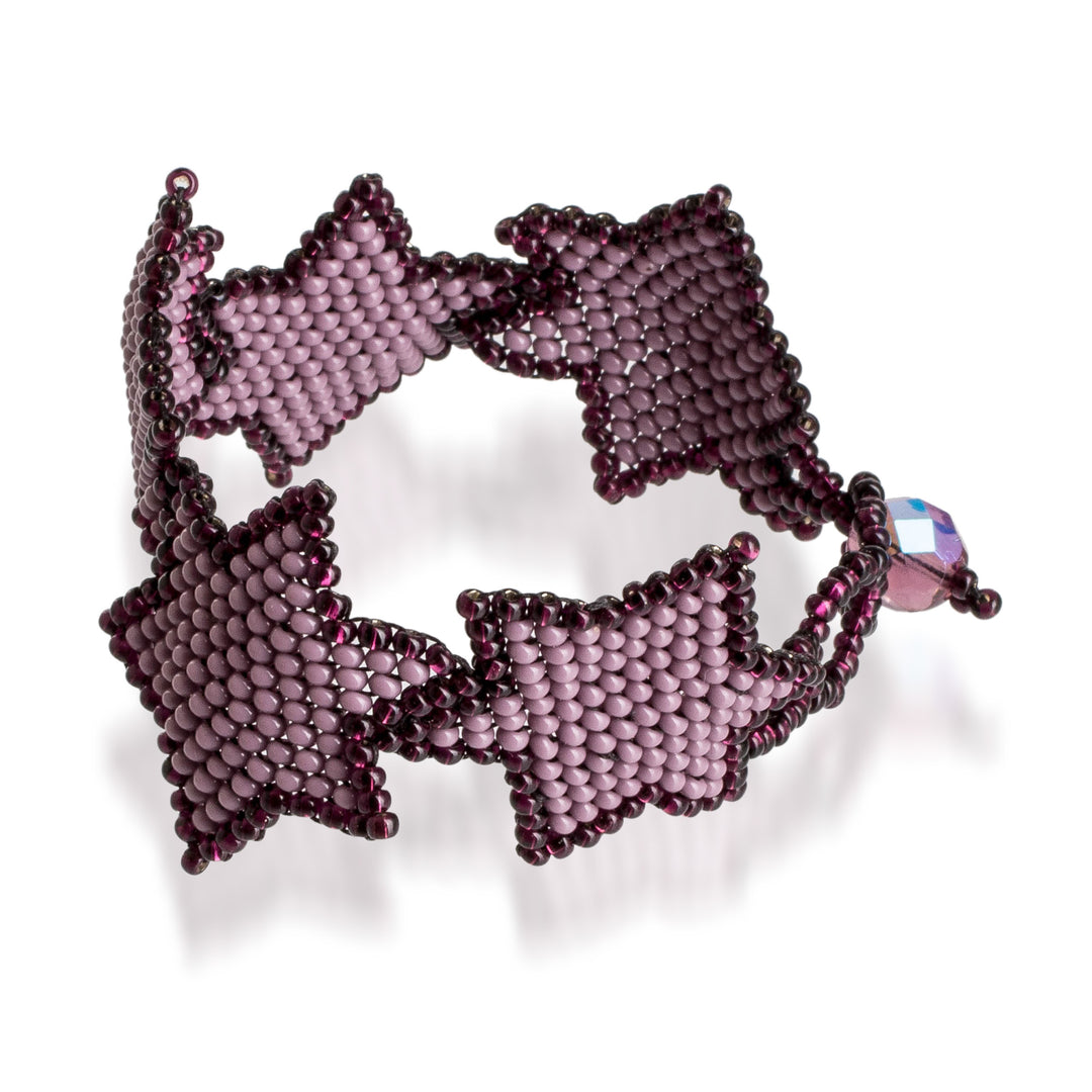 Handcrafted Lilac and Purple Beaded Bracelet with Star Motif - Lilac Starlight