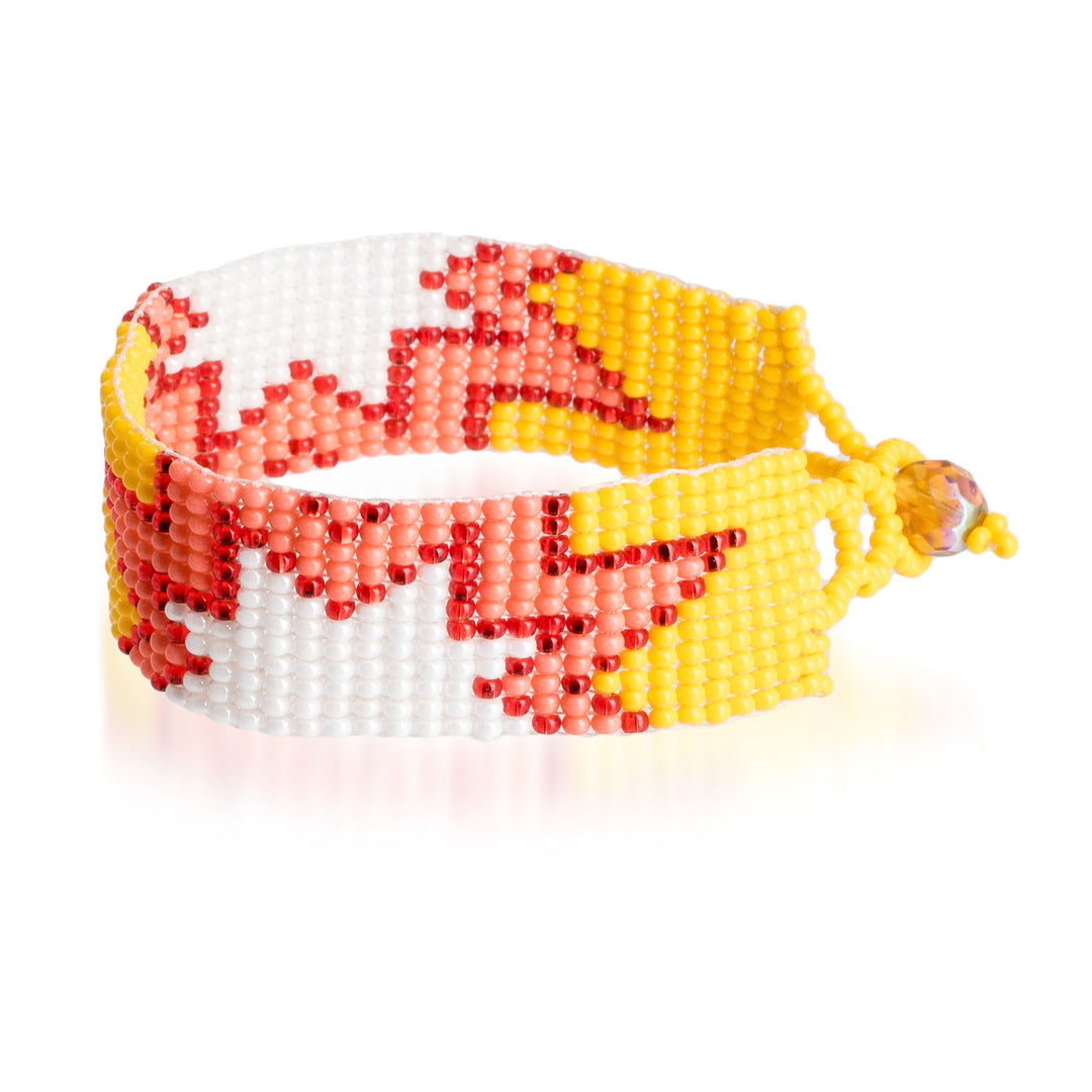 Star-Inspired Glass Beaded Wristband Bracelet in Warm Hues - Sunrise Blast