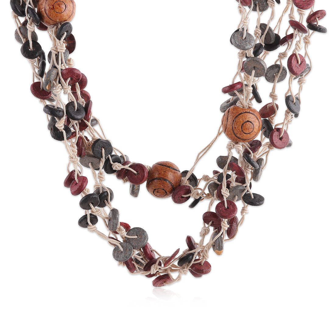 Traditional Indian-Made Haldu Wood Beaded Strand Necklace - Beats of Vintage
