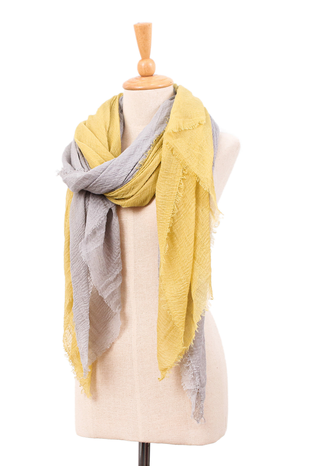 Chartreuse and Smoke Grey 2-Piece Scarf Set Made in Thailand - Refined Evening