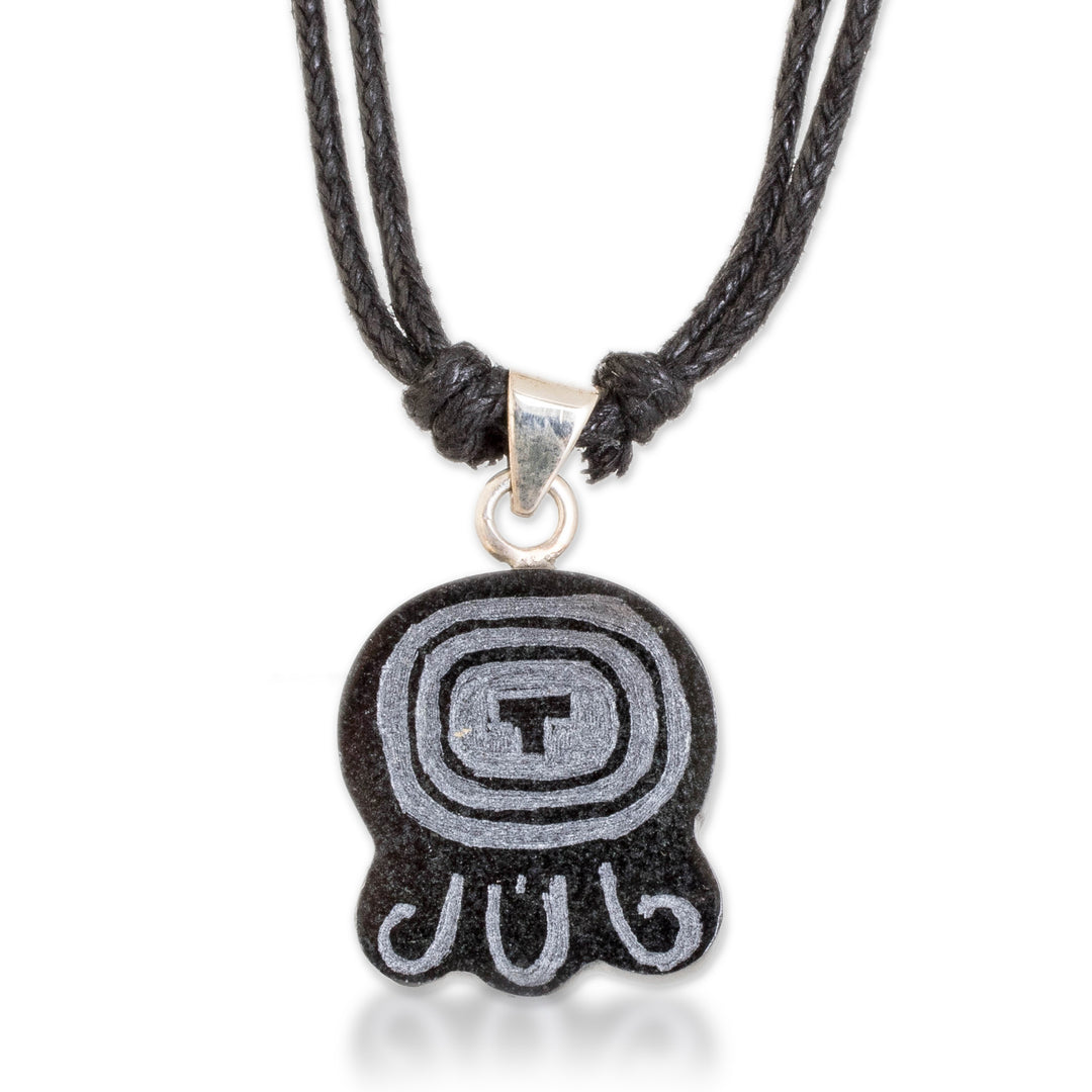 Jade Pendant Necklace with Mayan Transformation Nahual Motif - Mayan Transformation