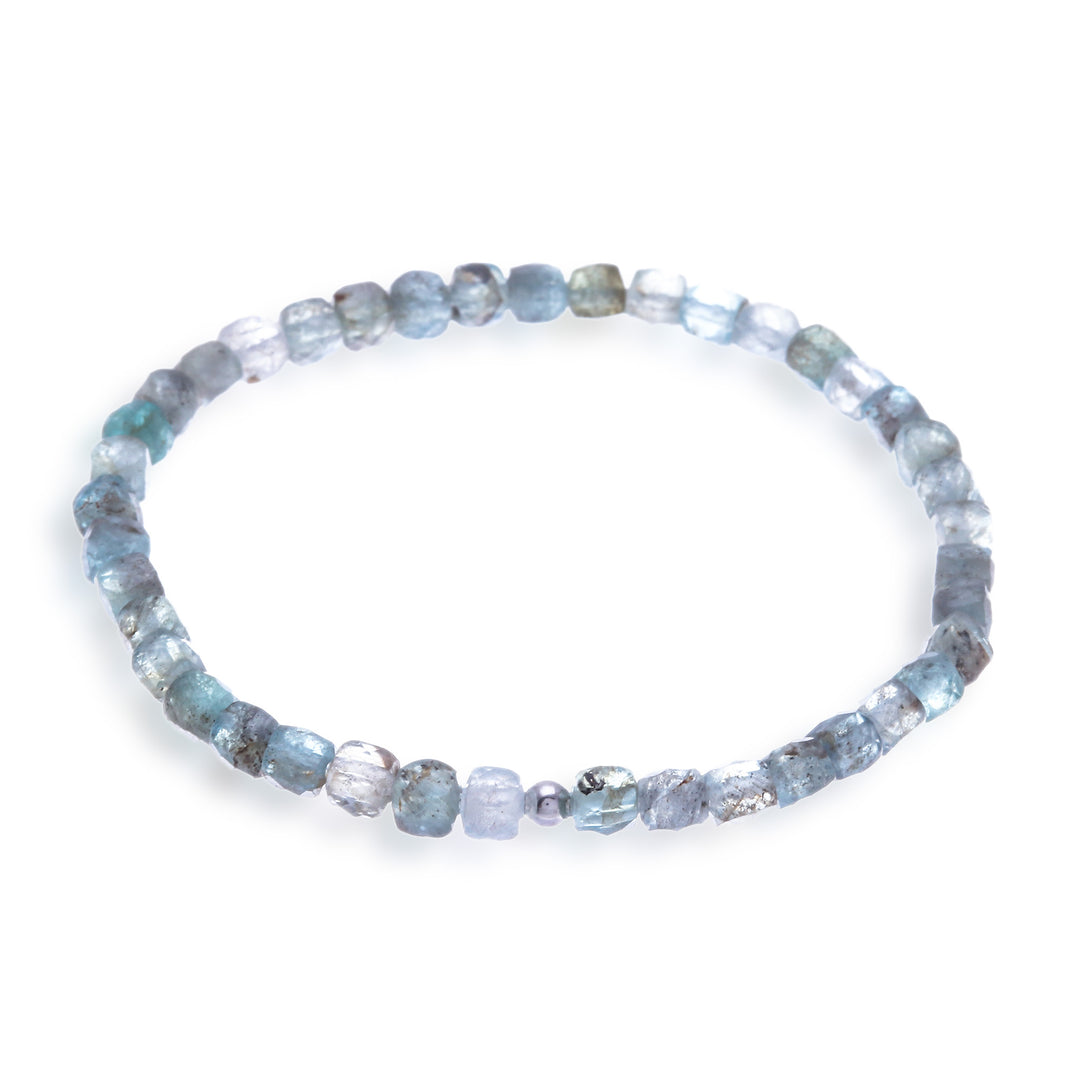 Artisan-Made 15-Carat Faceted Labradorite Stretch Bracelet - Spiritual Colors of Chiang Mai